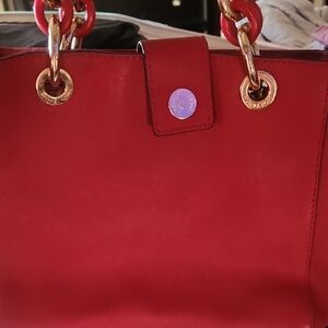 Michael KORS Elegant Red Leather Tote Bag & Michael KORS wallet